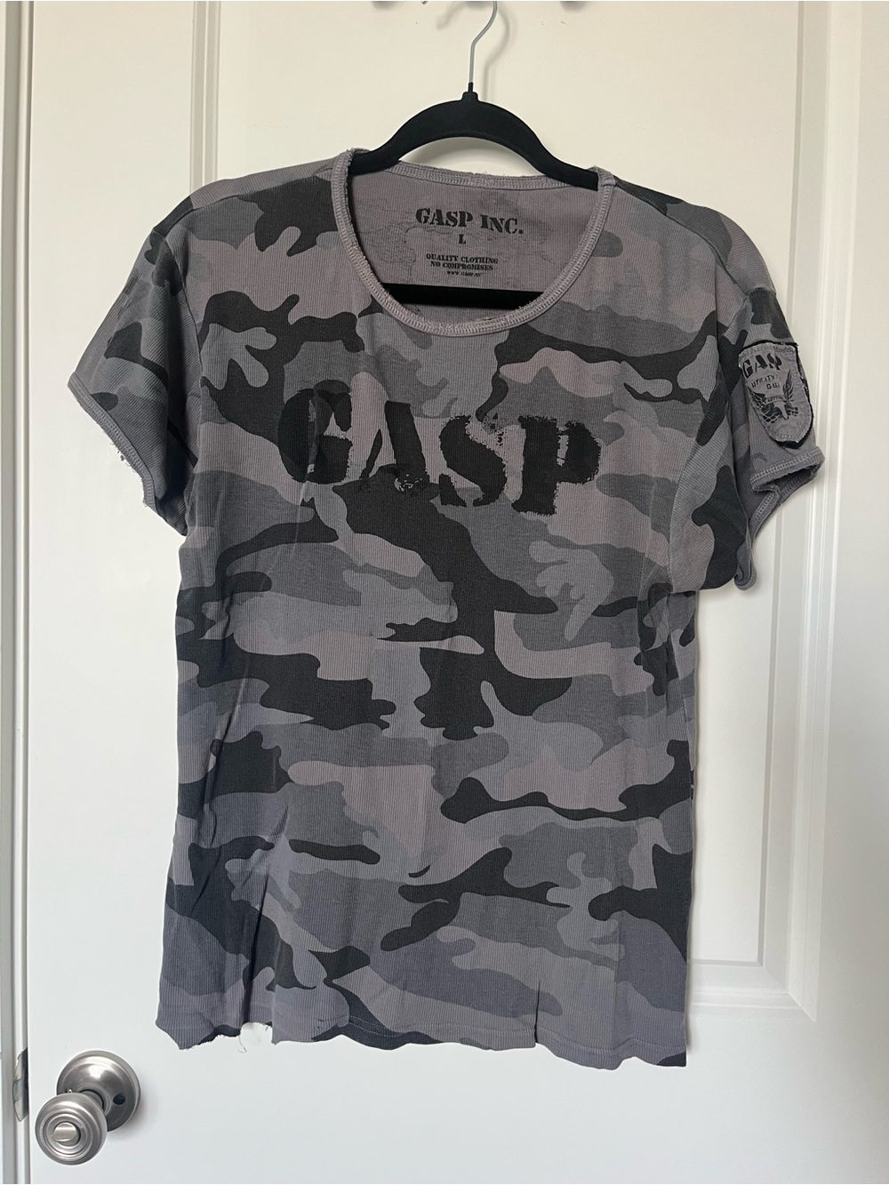 GASP INC. Gray Camo Logo Tee